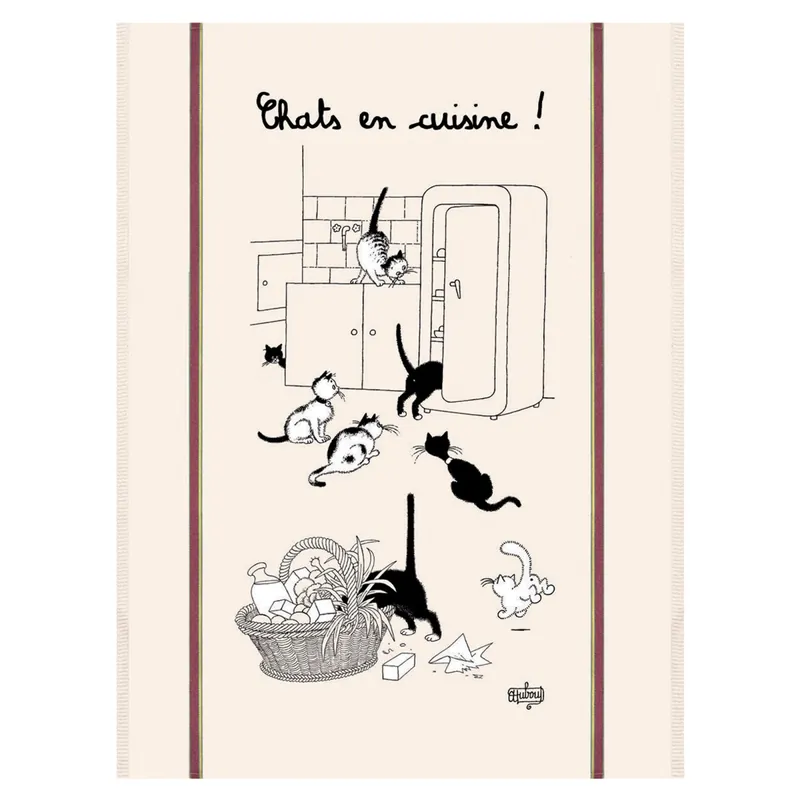 Großes Geschirrtuch von Dubout für Katzen in der Küche Saisonangebot