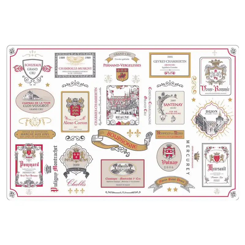 Satz von 6 Tischsets mit mehreren Etiketten Burgund Rabatt