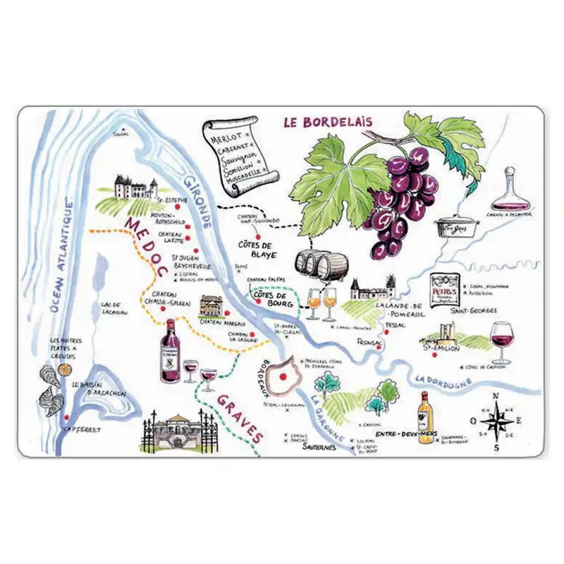 Neuheit Set mit 6 Tischsets Vignoble de Bordeaux