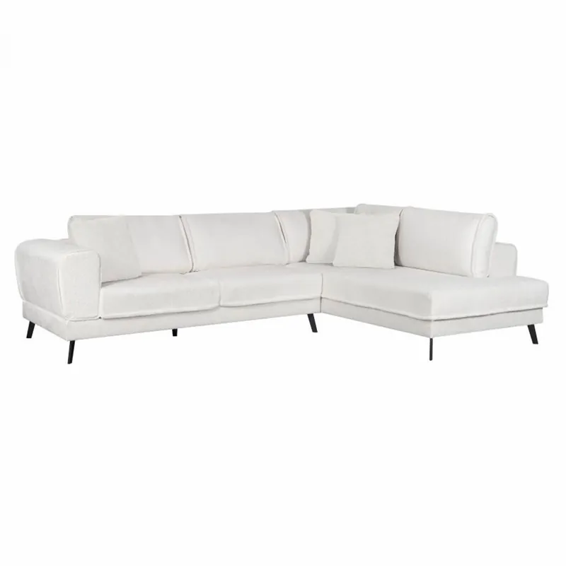 Ecksofa Imperial rechts, umwandelbar aus Bouclette-Stoff mit 2 Truhen Nur Heute