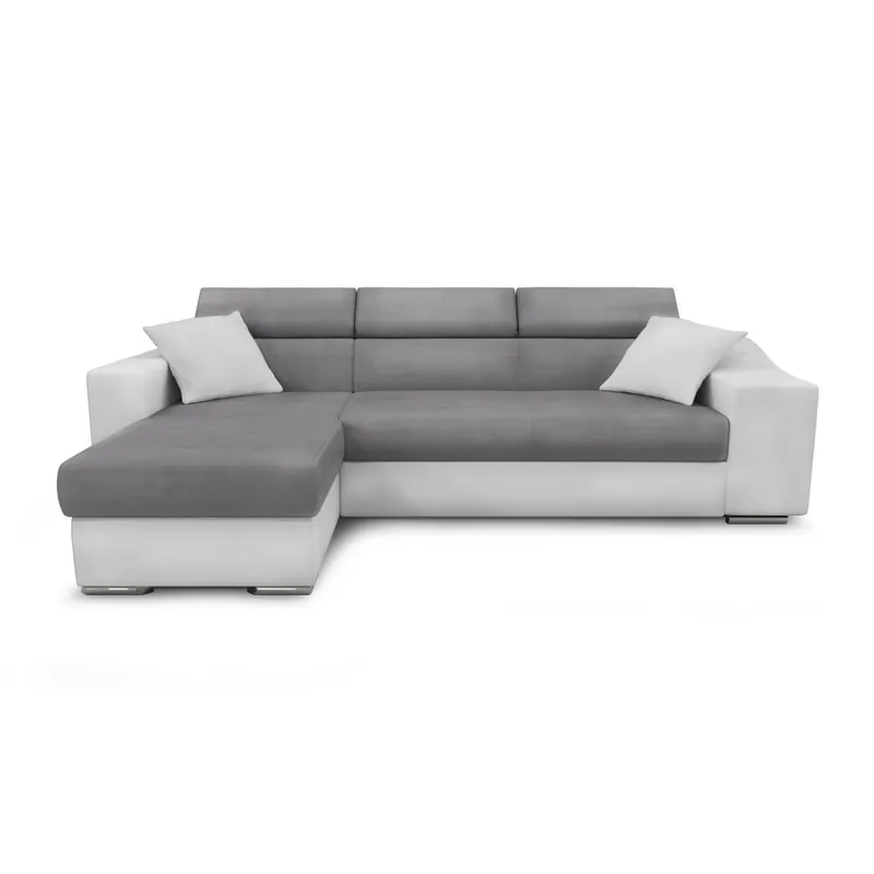 Billig Rechteckiges Ecksofa Stilo, umwandelbar mit Stauraum und 2 Hockern