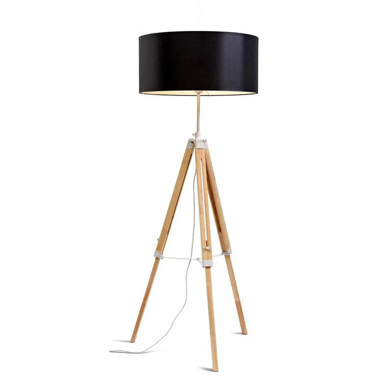 Highlight Stehlampe Darwin aus Holz und weißem Eisen