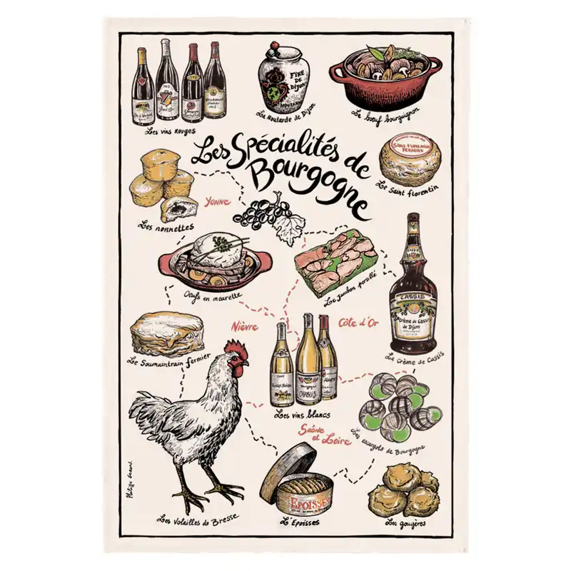 Aktuell Bedrucktes Geschirrtuch Specialties de Bourgogne