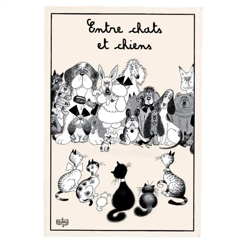Jetzt Bestellen Dubout Entre Chats et Chiens Geschirrtuch