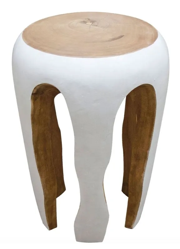 Echt Casa Padrino Beistelltisch Weiß / Naturfarben 40 x H. 54,5 cm - Wohnzimmermöbel