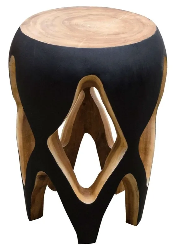 Billig Casa Padrino Beistelltisch Schwarz / Naturfarben 40 x H. 54,5 cm - Wohnzimmermöbel