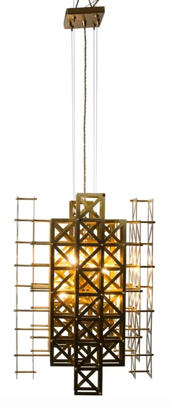 Casa Padrino Designer Hängeleuchte Messing 45 x 45 x H. 60 cm - Hotel Möbel Kracherpreis