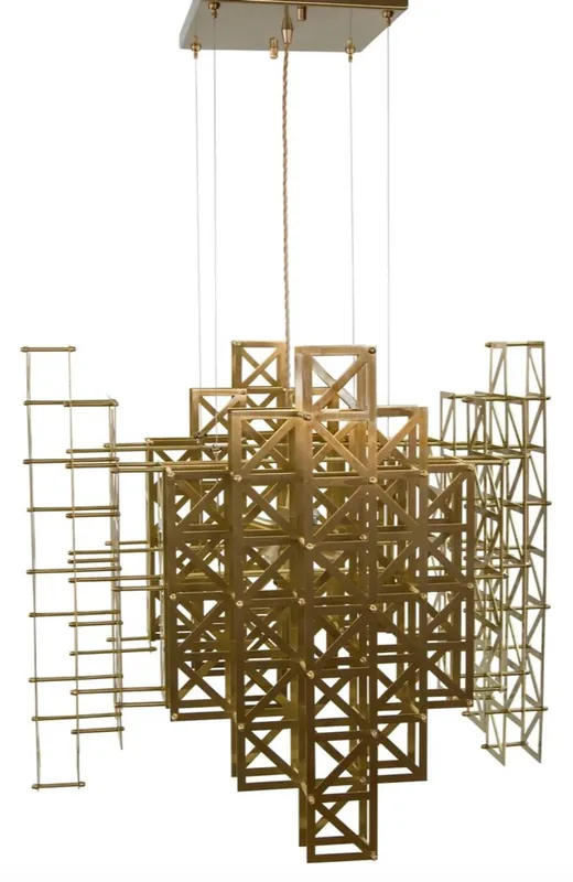 Nur Heute Casa Padrino Designer Hängeleuchte Messing 69,5 x 69,5 x H. 60 cm - Hotel Möbel