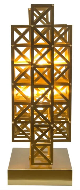 Preisreduziert Casa Padrino Designer Tischleuchte Messing 22 x 28 x H. 65 cm - Hotel Möbel