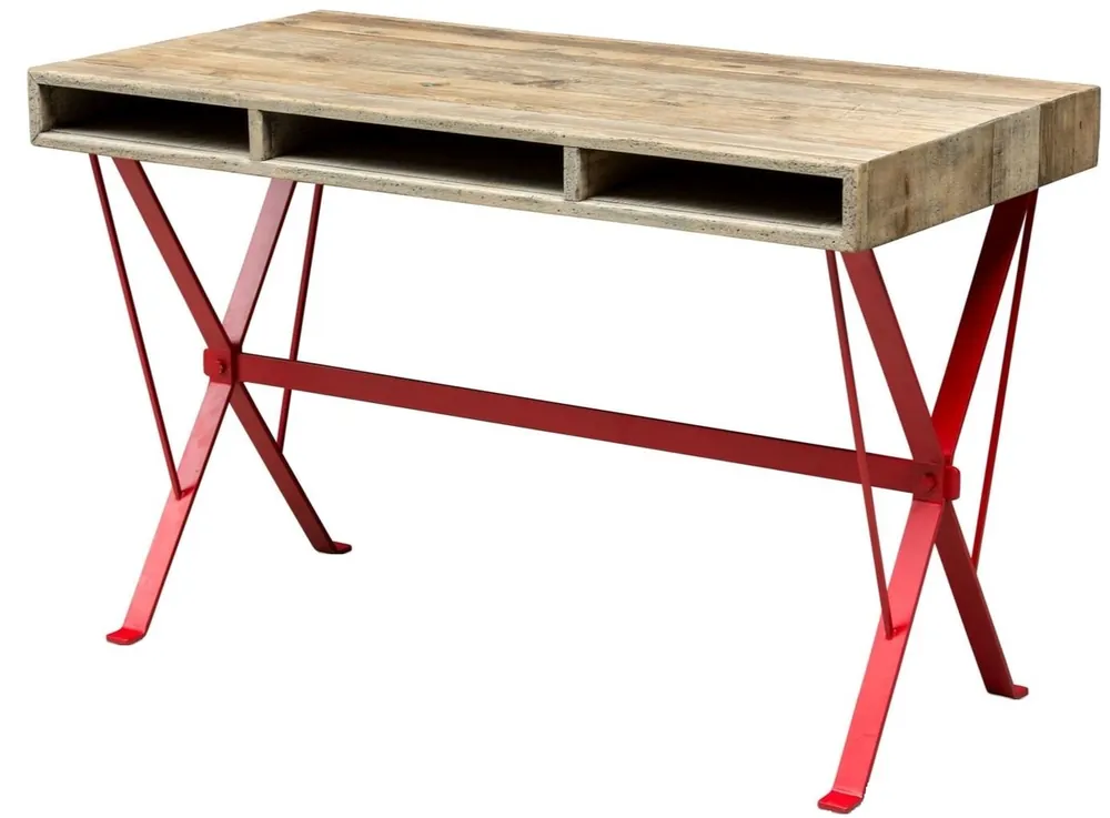 Bestseller Casa Padrino Designer Schreibtisch mit rot pulverbeschichteten Beinen 120 x 60 x H. 77 cm - Designer Büromöbel
