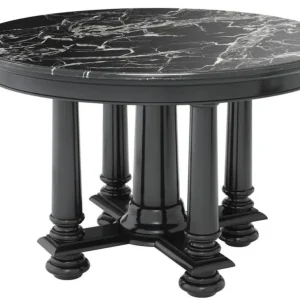 Preisknaller Casa Padrino Luxus Hotel Salon Tisch in schwarz mit schwarzer Marmorplatte 120,5 x H. 78 cm - Luxus Qualität