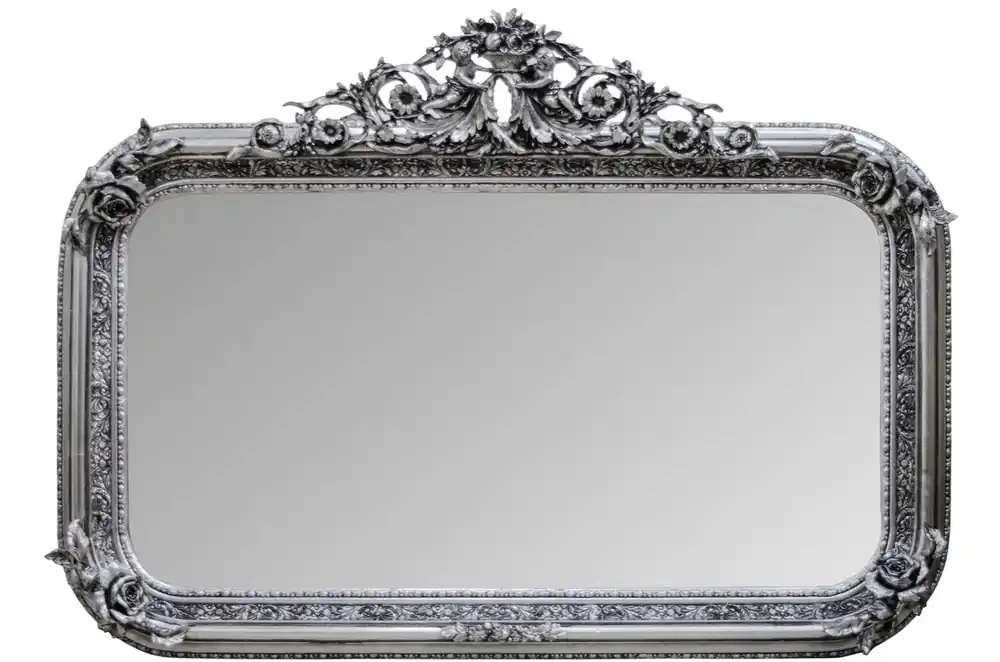 Schneller Versand Casa Padrino Antik Stil Wandspiegel Silber 142 x H. 100 cm - Barock Wohnzimmer Möbel