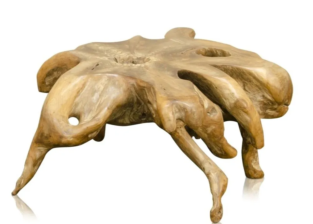 Echt Casa Padrino Luxus Couchtisch / Beistelltisch Naturfarben 70 x 90 x H. 40 cm - Designer Möbel