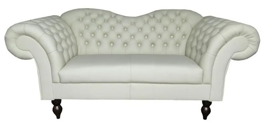 Casa Padrino Chesterfield 2er Sofa Venedig - Echt Leder Weiß Direkt Vom Hersteller