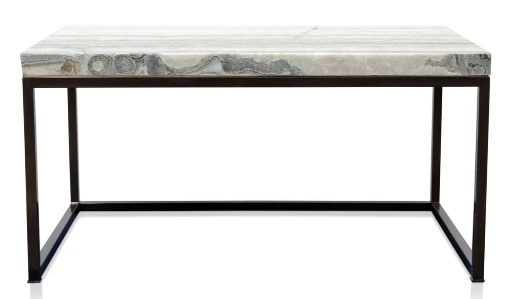 Expressversand Casa Padrino Luxus Wohnzimmertisch mit Naturstein Tischplatte 80 x 50 x H. 40 cm - Luxus Couchtisch