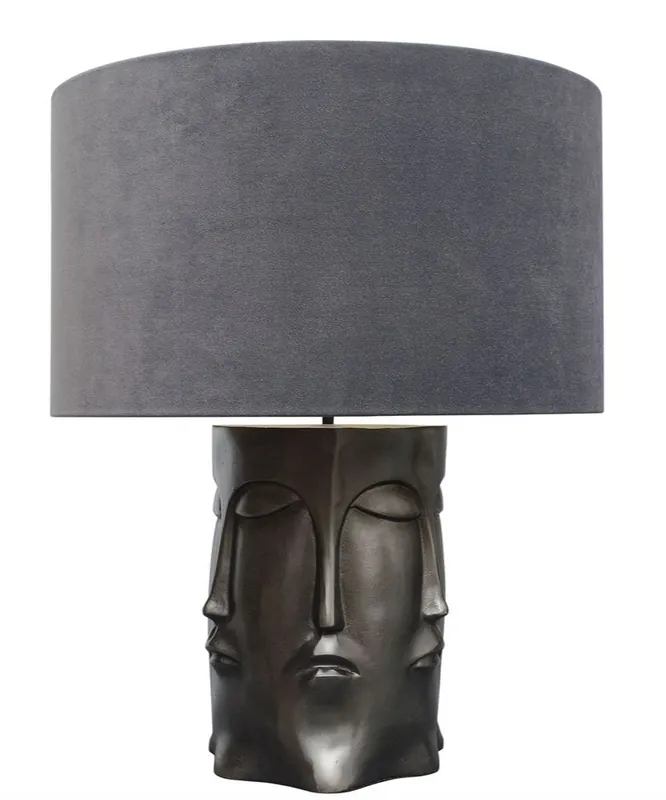 Preisreduziert Casa Padrino Luxus Tischlampe in bronze schwarz mit anthrazitfarbenen Lampenschirm 60 x H. 73 cm - Hotel Restaurant Lampen
