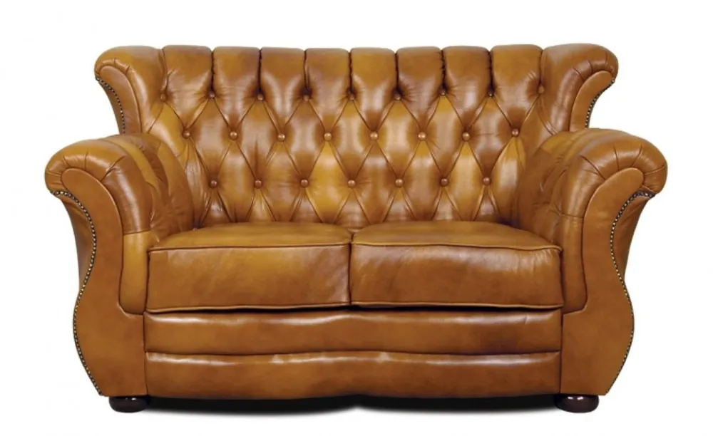 Casa Padrino Luxus Chesterfield Echtleder 2er Sofa Braun 150 x 85 x H. 90 cm - Echtleder Möbel Mega-Angebot