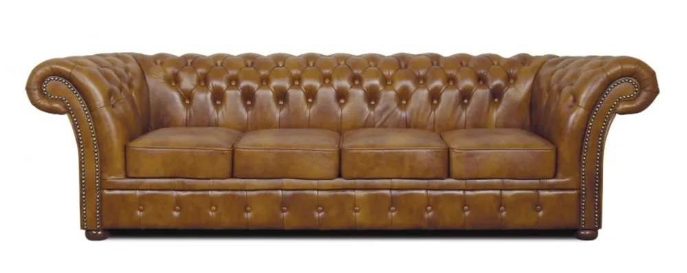 Online Kaufen Casa Padrino Chesterfield Echtleder 4er Sofa braun 255 x 90 x H. 78 cm - Luxus Wohnzimmermöbel