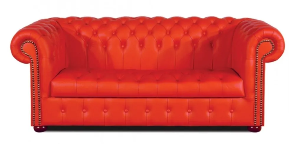 Saisonangebot Casa Padrino Chesterfield Echtleder 3er Sofa Rot 200 x 90 x H. 78 cm - Luxus Wohnzimmermöbel