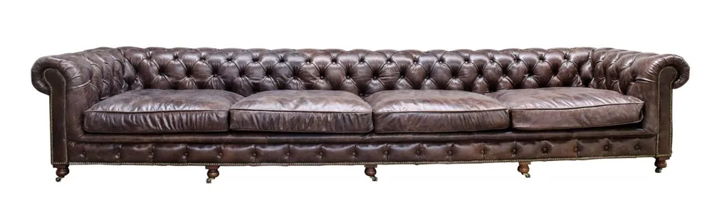 Finale Aktion Casa Padrino Luxus 6er Sofa Braun 410 x 120 x H. 77 cm - Chesterfield Möbel