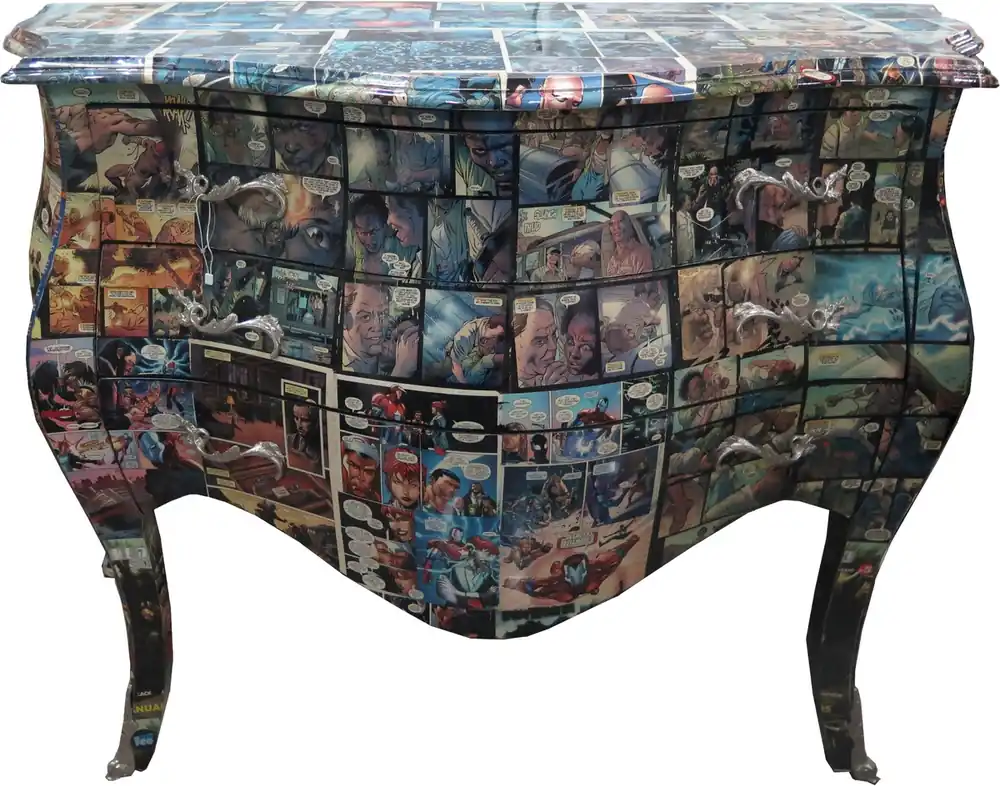 Casa Padrino Barock Kommode Comic Design 100 cm - Handgefertigt aus Massivholz- Limited Edition Ausverkauf