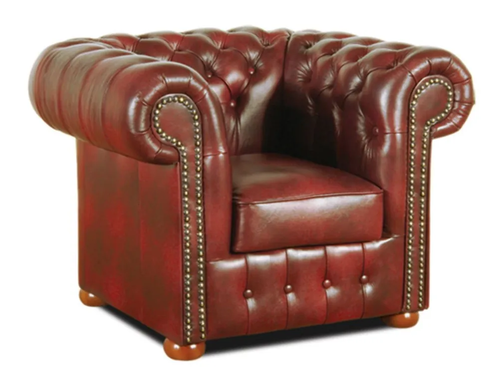 Casa Padrino Chesterfield Echtleder Sessel Weinrot 110 x 90 x H. 78 cm - Luxus Kollektion Zertifiziert