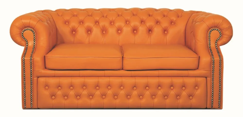 Preis Gesenkt Casa Padrino Echtleder 2er Sofa Orange 180 x 100 x H. 78 cm - Luxus Chesterfield Schlafsofa