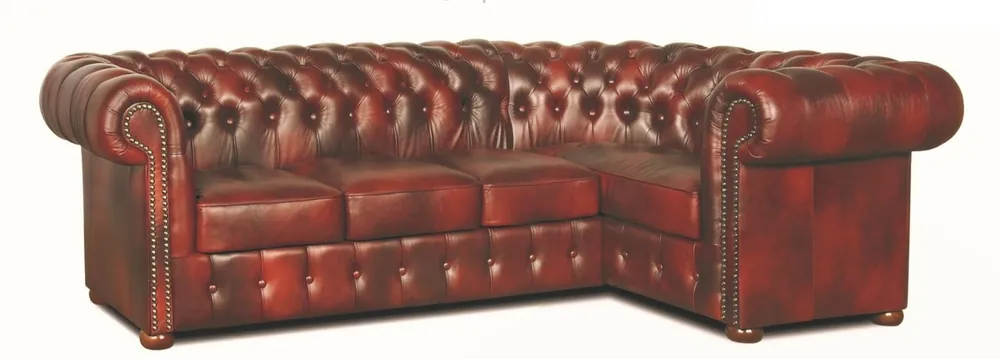Casa Padrino Chesterfield Echtleder Ecksofa Weinrot 260 x 160 x H. 78 cm - Luxus Wohnzimmermöbel Geprüft