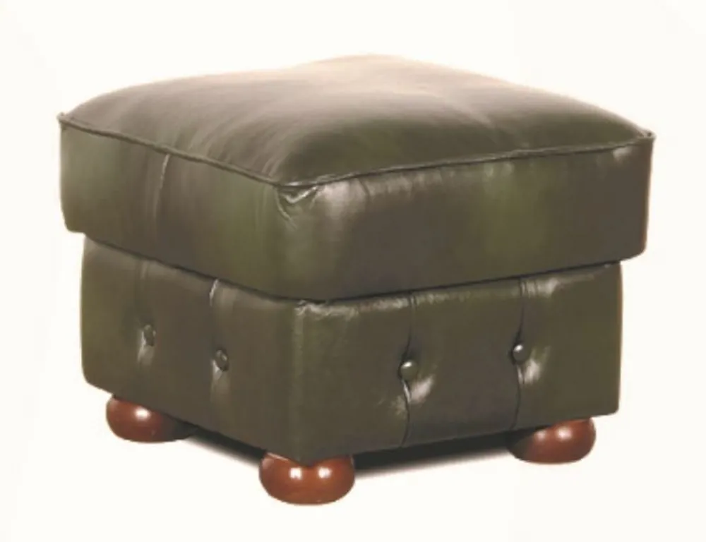 Preisreduziert Casa Padrino Chesterfield Echtleder Hocker Dunkelgrün 50 x 50 x H. 54 cm - Wohnzimmermöbel