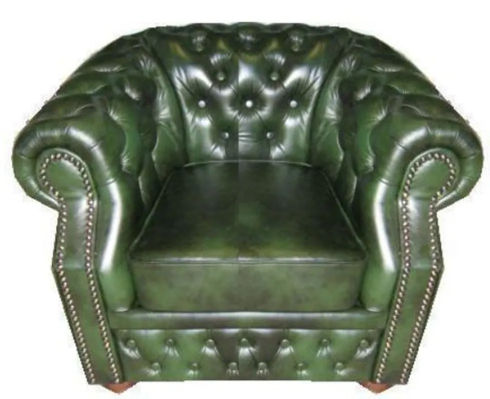 Casa Padrino Echtleder Sessel Dunkelgrün 120 x 90 x H. 80 cm - Chesterfield Sessel Begrenztes Angebot