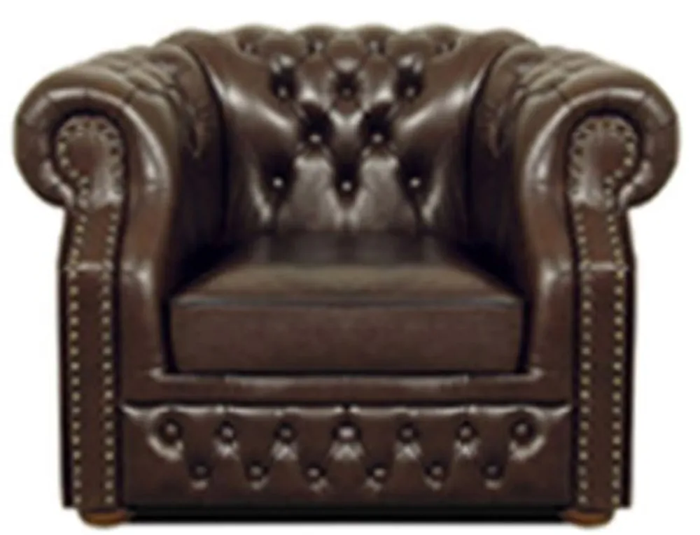 Neu Casa Padrino Echtleder Sessel Dunkelbraun 120 x 90 x H. 80 cm - Chesterfield Sessel