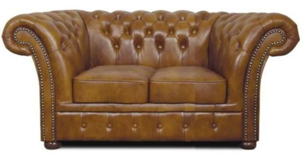 Casa Padrino Chesterfield Echtleder 2er Sofa Braun 170 x 90 x H. 80 cm - Luxus Wohnzimmermöbel Zertifiziert