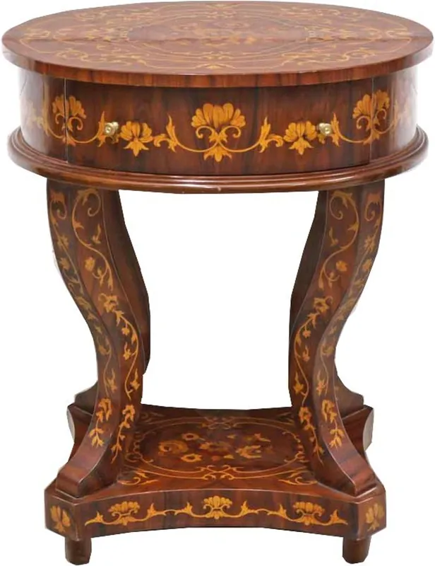 Direkt Vom Hersteller Casa Padrino Barock Beistelltisch mit Schubladen Braun Intarsien 60 x 50 x H75 cm - Antik Stil Beistell Tisch
