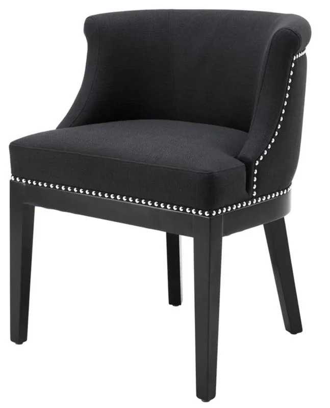 Casa Padrino Luxus Esszimmerstuhl Schwarz 59 x 56 x H. 80 cm - Restaurant Möbel Abverkauf