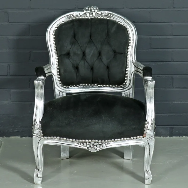 Casa Padrino Barock Kinderstuhl Schwarz / Silber - Kindermöbel im Antik Stil Online Kaufen