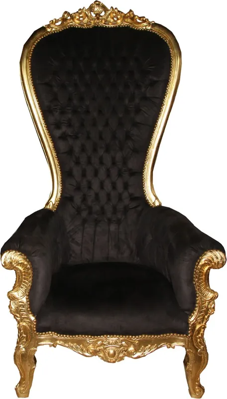 Casa Padrino Barock Thron Sessel Majestic Mod1 Schwarz/Gold - Riesensessel - Thron Stuhl Meistverkauft