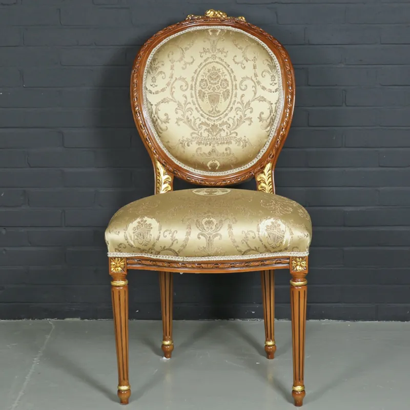 Casa Padrino Barock Esszimmerstuhl Ludwig XV Gold Muster / Hellbraun 55 x 50 x H. 100 cm - Antikstil Möbel Jetzt Bestellen