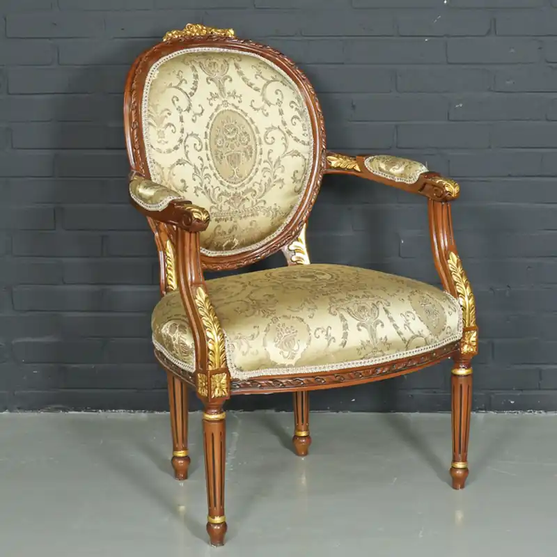 Casa Padrino Barock Salon Stuhl Ludwig XV mit Armlehnen 65 x 65 x H. 100 cm - Antikstil Stuhl Knallerangebot