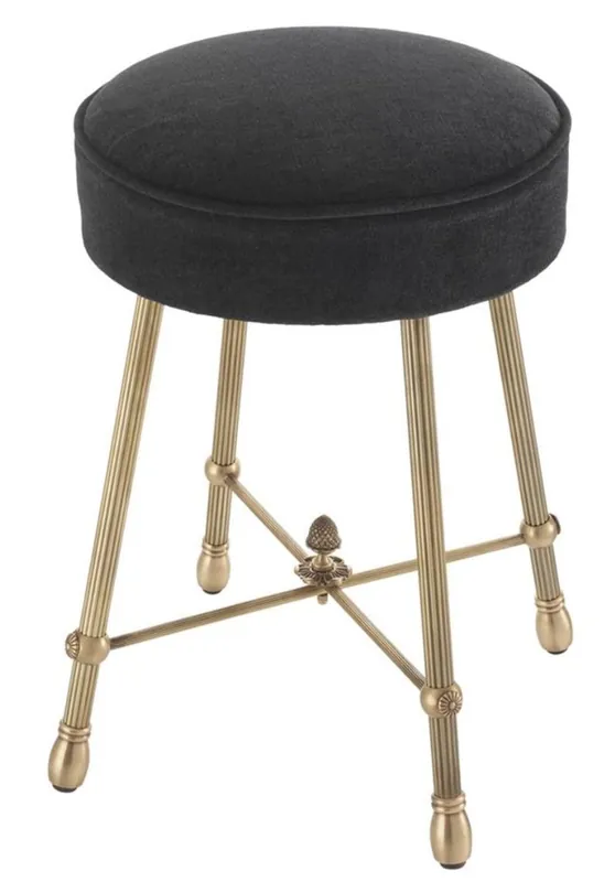 Casa Padrino Luxus Hocker Antik Messing / Schwarz 33,5 x H. 48 cm - Hotel Möbel Bestpreis