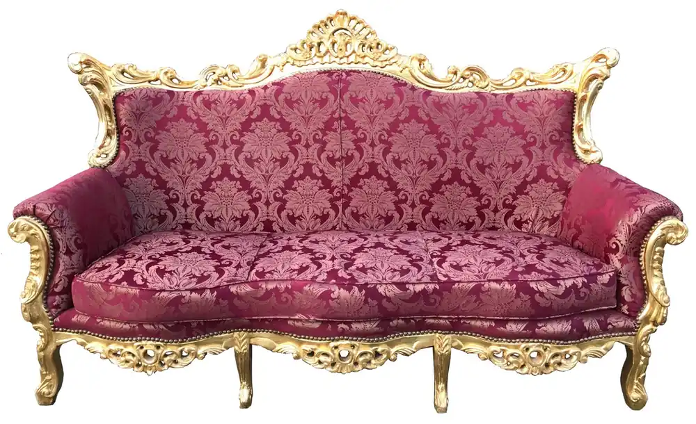 Casa Padrino Barock 3er Sofa Bordeaux Rot Muster / Gold - Wohnzimmer Möbel Couch Lounge Top-Seller