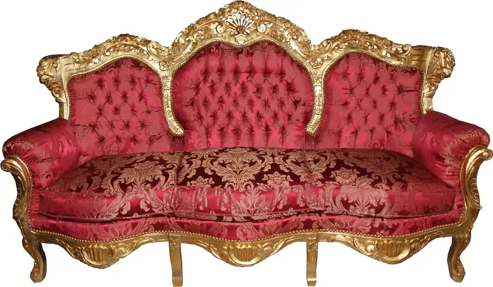 Aktuell Casa Padrino Barock 3er Sofa Lord Bordeaux Barock Muster / Gold - Möbel Lounge Couch