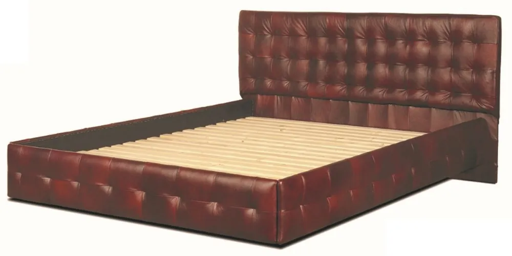 Sonderangebot Casa Padrino luxury genuine leather bed burgundy - Chesterfield Furniture