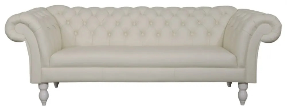 Nur Heute Casa Padrino luxury genuine leather 3 seater sofa white 210 x 90 x H. 80 cm - Living Room Furniture in Chesterfield Design
