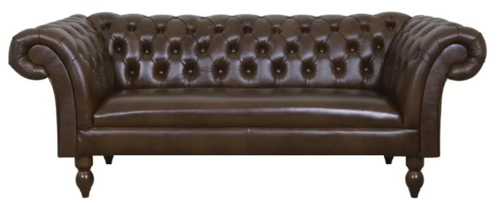 Casa Padrino luxury genuine leather 2 seater sofa dark brown 180 x 90 x H. 80 cm - Living Room Furniture in Chesterfield Design Must-Have