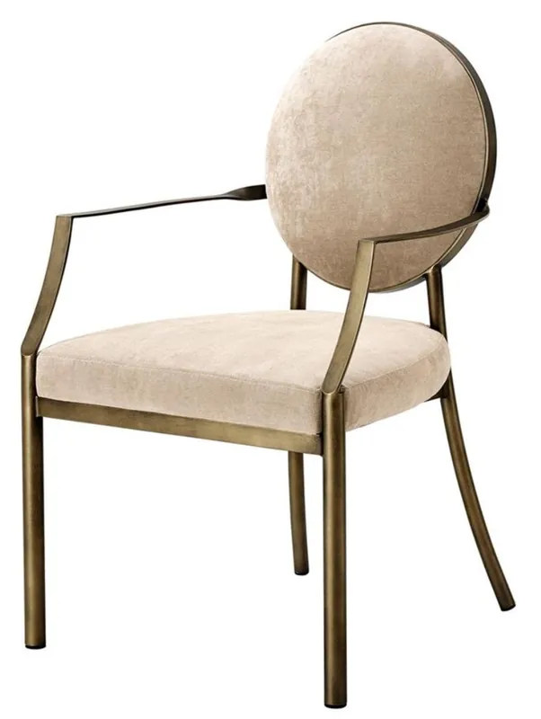 Casa Padrino luxury dining chair with armrests greige / bronze 60.5 x 60 x H. 91 cm - Limited Edition Saisonangebot