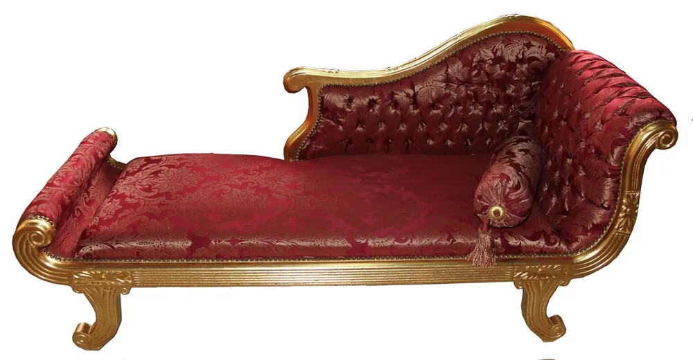 Direktkauf Casa Padrino baroque chaise longue, model XXL Burgundy Red Pattern / Gold Antique Style