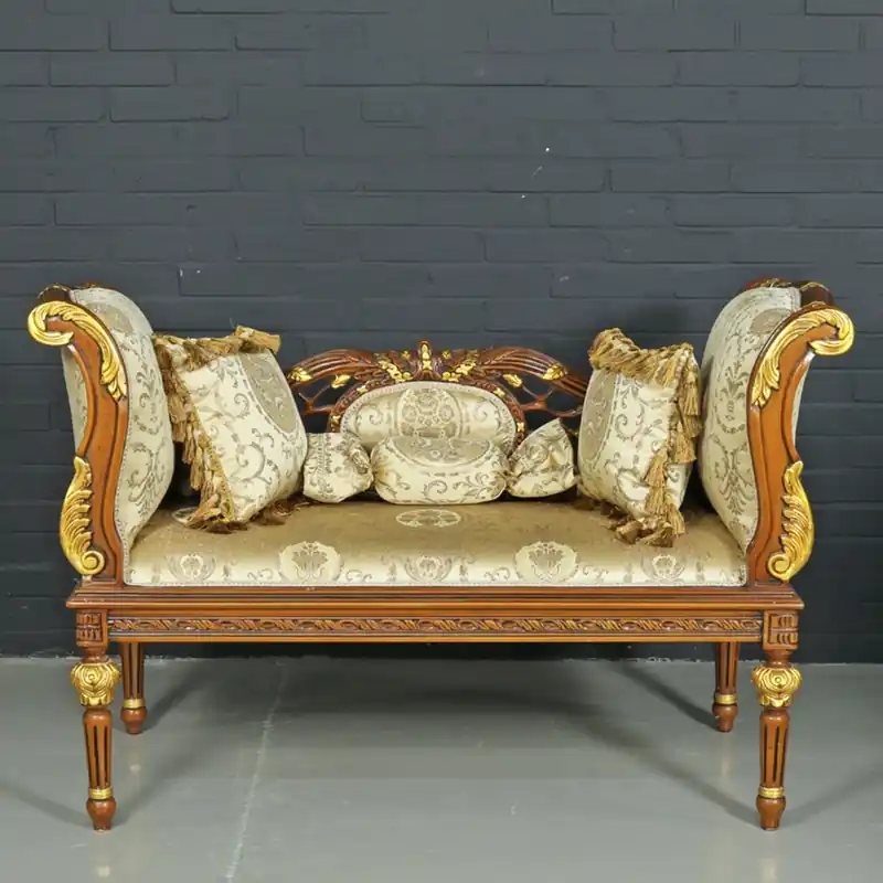 Wochenendangebot Casa Padrino Baroque Bench Gold Pattern / Brown 90 x 50 x H. 70 cm - Antique Style Bench