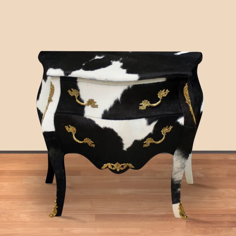 Casa Padrino baroque cowhide chest of drawers black / white 80 x 45 x H. 75 cm - Antique Style Furniture Neue Kollektion
