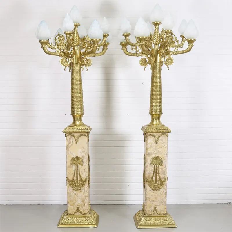 Casa Padrino baroque stand chandelier with marble pillars set mod1 cream / gold - Noble & Sumptuous Wochenendangebot