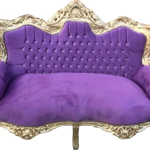 Casa Padrino Baroque 2 Seater Sofa "Master" with Bling Bling Glittering Stones Purple / Gold 160 x 70 x H. 128 cm - Baroque Living Room Furniture Top-Angebot